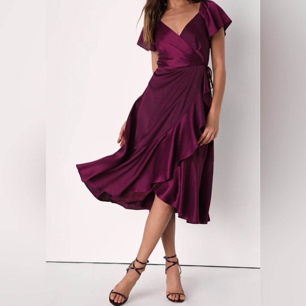 Lulu's Deep Purple One Shoulder Dress